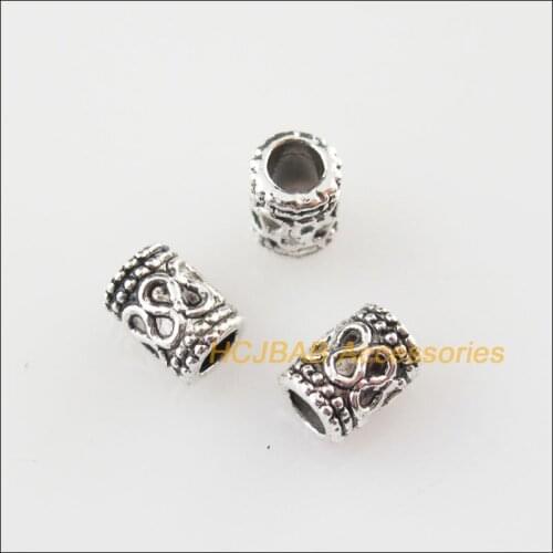 90Pcs Tibetan Silver Color Flowers Tube Spacer Beads Charms 5mm