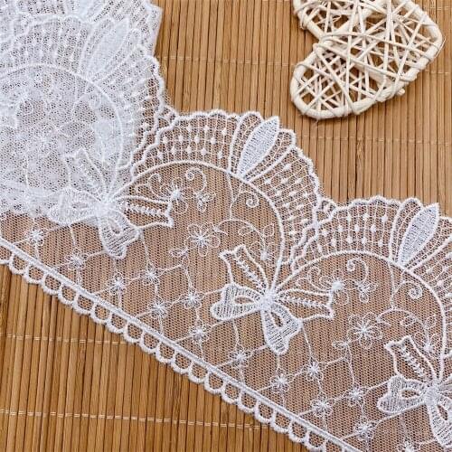 15Yard/Lot Off White Polyester Embroidery Bow Lace Trimming DIY Dress Skrit Home Decoration Sewing Material V2622
