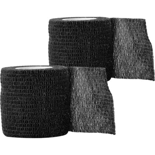 2Pcs Disposable 5cm Wide Cohesive Tattoo Grip Cover Wrap, Self Grip Roll Elastic Handle Grip Tube Tape - Black