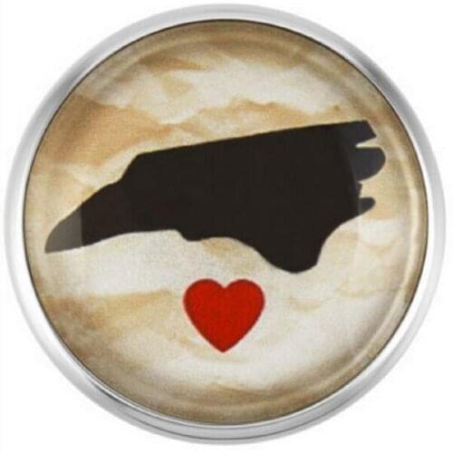 20Pcs/lot North Carolina Snap Buttons Glass Ginger Snap Jewelry Fit 18mm Snap charms DIY Bracelets&bangles Necklace Jewelry