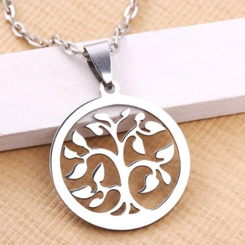 2019 Fashion Tree of Life Charm Stainless Steel 316L Pendant Necklace Women Fashion Accessories 1pcs