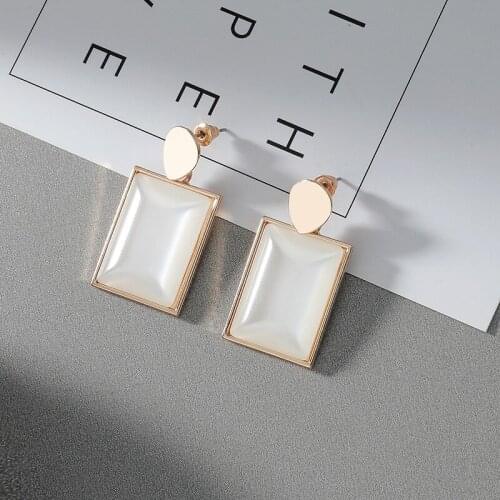 2020 Korean New Design Fashion Jewelry Double Square Earrings Luxury Transparent Glass Crystal Party Earrings for Women Gift