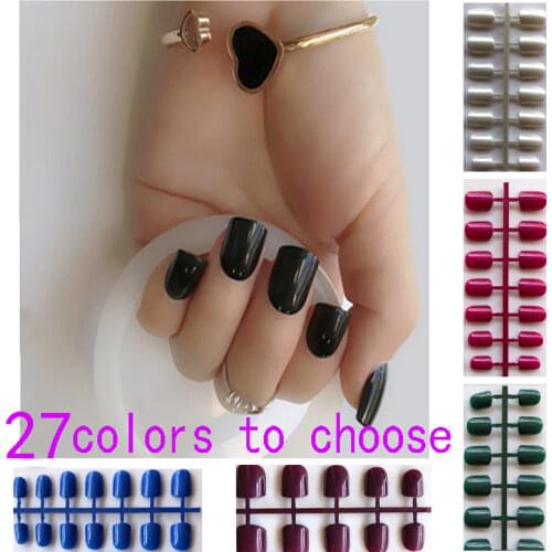 24pcs/set Acrylic French Fake Nails Short Length square French Tips Summer Girl Salon essential False Nails Multicolor options