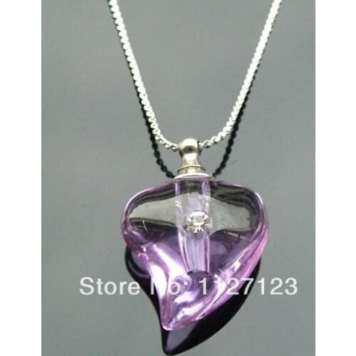 25pcs violet Bend the peach heart Rice vials pendants rice vial pendant perfume empty glass bottle glass spray perfume bottl