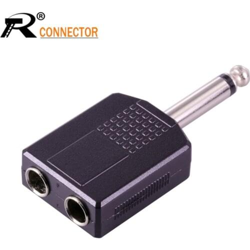 3pcs Double Jack 6.35 Connector 6.35mm Speaker Mono Plug to 2x6.35mm mono JACK Connector/audio adapter