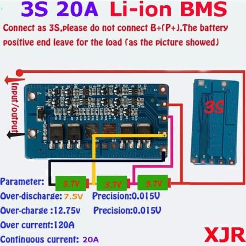 3S 20A lipo lithium Polymer BMS/PCM/PCB battery protection board for 3 Packs 18650 Li-ion Battery Cell