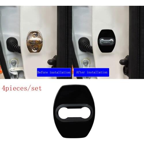 4 pcs Black Stainless Steel Car Door Lock Protective Buckle Cover case for Toyota RAV4 Prado FJ Land Cruiser