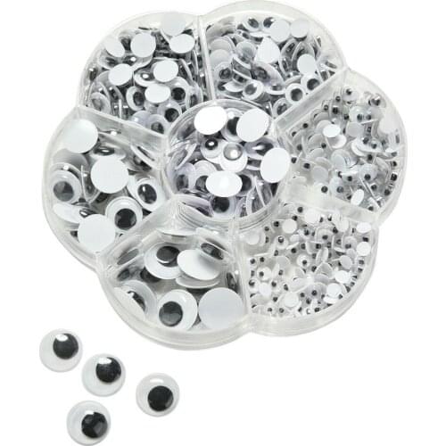 500 Pcs/lot Doll Accessories Self Adhasive Plastic Movable Black Googly Eyes 4mm/5mm/6mm/7mm/10mm/12mm Wholesale