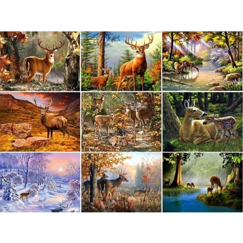 5D DIY Diamond Painting Animals Deer Cross Stitch Kit Full Drill Embroidery Mosaic Art Picture of Rhinestones Handicraft Decor