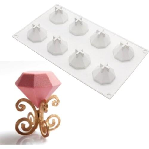 8 Cavity Diamond Cake Mold Diamond Shape Silicone Mousse Mold Valentines Day Chocolate Mold Ice Tray Mold Cake Tools M037