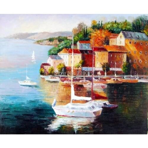 Free shipping Venice ship scene landscape canvas prints impressionist cityscape Oil Painting on Canvasb wall decoration painting