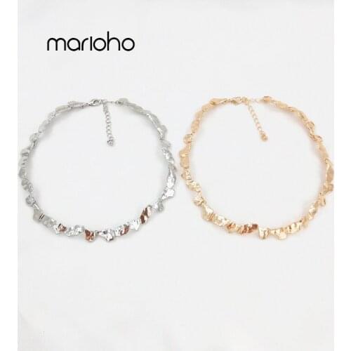 Bijoux Irregular Gold Silver Color Geometric Chokers Necklace For Women Metal Bump Statement Necklace Fashion Simple Accessories