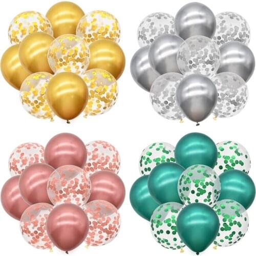10Pcs Glitter Confetti Metallic Balloons Birthday Party Wedding Decorations Anniversary Air Globos Baby Shower Latex Balloon