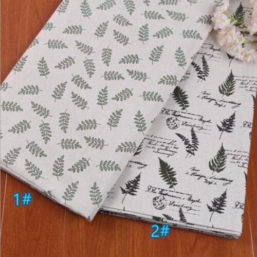 150cm X 50 cm Leaf pattern printed cotton linen fabric for tablecloths and curtains cushions decorative cloth fabric