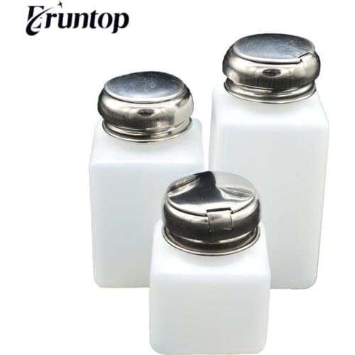 1 Pieces White Liquid Dispenser Pump ESD Safe Square Bottle Nail Polish Remover Alcohol Liquid Press Pumping Dispenser