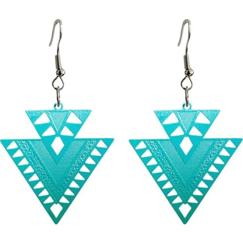 Geometric Metal Spray Paint Filigree Earrings for Women Double Triangle Symmetrical Red Blue Girl Earrings Fashion Jewelry Gift