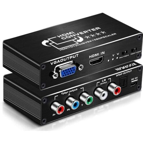 HDMI-compatible To RGB VGA 5RCA Component Ypbpr Converter Scaler HDMI-compatible In To Ypbpr Out for PS4 Apple TV DVD