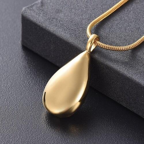 IJD9945 Rose/Black/Gold Color Tear Drop w/Bail Funeral Cremation Urn Pendant for Ashes