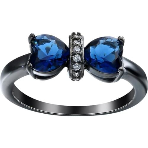 Black blue Czech zircon finger Rings new design bowtie butterfly wedding Engagement weeding Ring for women Distribution