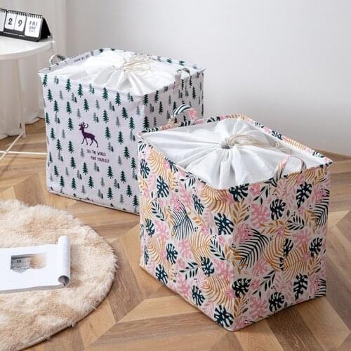 Clothes Storage Basket Cloth Art Beam Mouth Storage Box Household Finishing Box Clothing Bag Wardrobe Storage Box Artifact