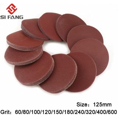 50/100pcs 125mm Round Sanding Discs Hook Loop SandPaper 60-600Grit Sanding Disc Polish Sand Sheets Abrasive Polishing Tools
