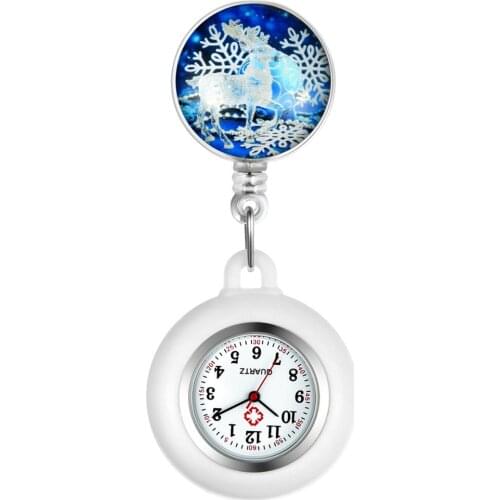 LANCARDO 2020 New Christmas Elk Cute Nurse Wall Watch Chest Trend Pocket Fob Watch Female Models Clock Brooch Christmas Gifts