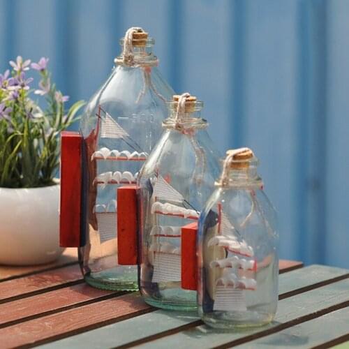 Mediterranean Style Mini Ship Boat Glass Bottle Sailing Vessel With A Beautiful Meaning Home Decor