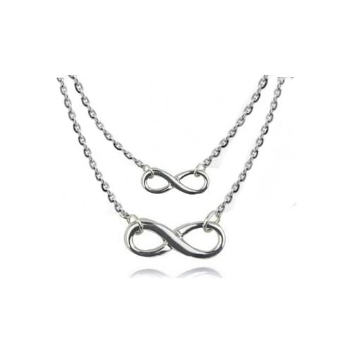 N354-1 Europe and the United States fashion simple hand double layer lucky 8 word short section necklace chain