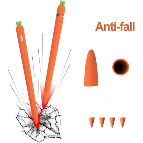 Soft Silicone Carrot Grip Case Holder Nib Cover for Apple Pencil 1/2 Touch Pen