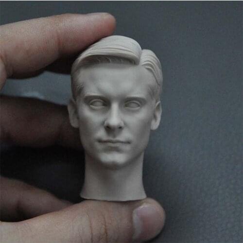 Unpainted 1/6 Tobey Maguire Head Sculpt Model Male Soldier Head Carving Fit 12'' Action Figure Dolls for Painting Exercise