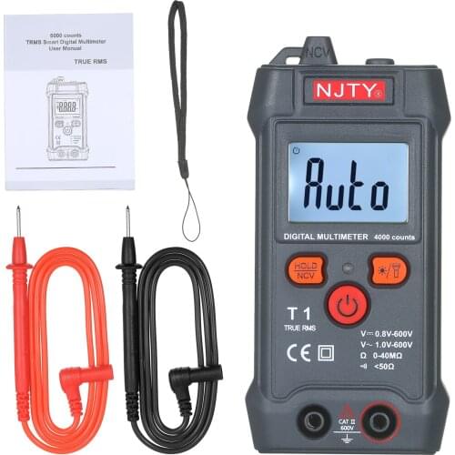 NJTY Palm-size LCD Digital Multimeter Auto Range NCV 4000 Counts True RMS Smart Universal Tester 600V Ohm Voltage Tester