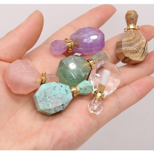 2021 New Style Natural Stone Perfume Bottle Pendant Section Semi-Precious For Jewelry Making DIY Necklace Accessory