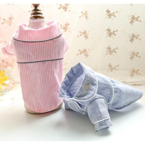Pet Clothes Dog Pajamas Cat Costumes Home Pinstripe Dog Pajamas