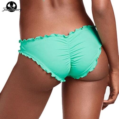 Solid Color Thong Bikini Brazilian Swimwear Women Swimming Bottom Briefs One Piece Swimsuit Panties Underwear Bathing Thong