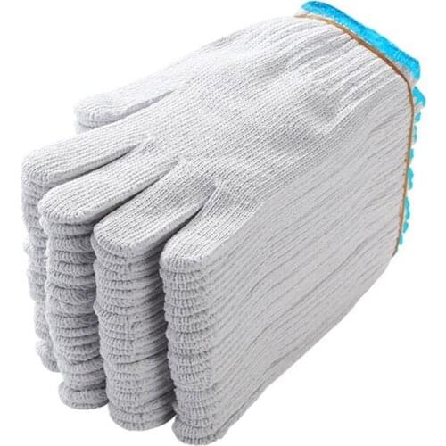 12 Pairs Wear-Resistant Work Gloves Women Men Material Cotton Yarn Anti-Skid Knit Mitten For Labor Protection Gardening