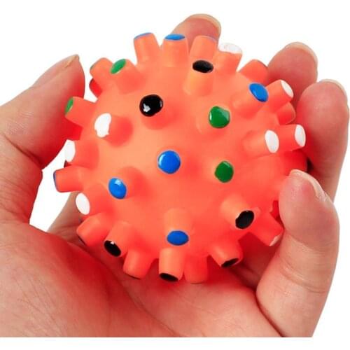 Pet Dog Puppy Thorny Round Ball Molar Teeth Cleaning Chewing Squeaky Sound Toy Ball Design Durable Chewing Toy Sound Toy