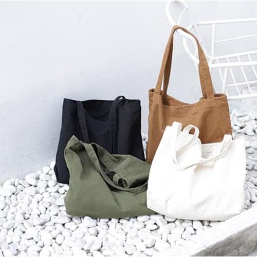 Hot kf-Canvas Handbag Simple Mens Large-Capacity Cotton Tote Bag Womens Reusable Shopping Bag