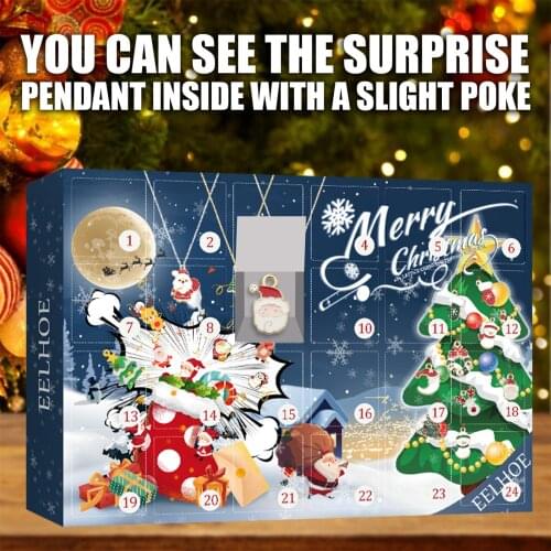 Christmas Advent Calendar Pendant Set Lovely Bracelet Necklace Gift Box Creative Xmas Tree Decoration XR-Hot