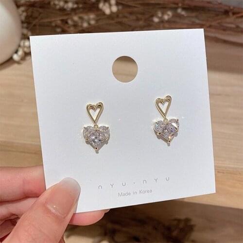 Drop Earrings for Women Fashionable Love Crystal Earrings Light Luxury Exquisite Simple Geometric Earrings Jewelry Wholesale