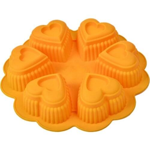 6 Double Layered Love Shape Silicone Mold Series Baking Tray DIY Mousse Cake Soap Candle Mold Peach Heart Pudding Jelly Mold New