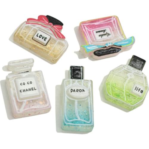 Mix Five Designs Kawaii Resin Perfume Bottle Miniature Art Flatback Cabochon DIY Craft Decoration