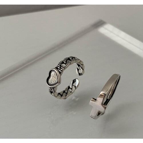 Modern Jewelry The Cross Heart Ring Popular Design Vintage Temperament Hot Selling Metal Ring For Girl Fine Accessories