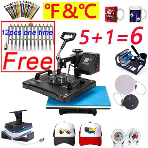Promotions 30*38CM 5 in 1 Combo Heat Press Machine 2D Sublimation Printer Printing Machine Cloth T-shirt Cap Mug Plates Case