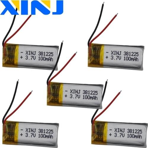 XINJ 5pcs 3.7V 100 mAh Lithium Polymer Battery li-ion cell 381225 For headphones bluetooth earphone bluetooth speaker smart mp3