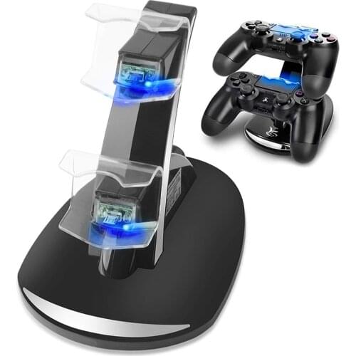 PS4 Controller Charger Dock Dual Micro USB Charger Stand with LED Display for Sony Playstation 4 Slim / Pro Charging Station