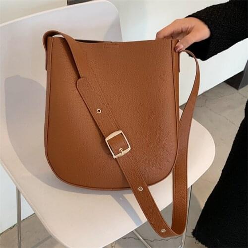New Fashion Casual Bucket Bags For Women 2021 PU Leather Crossbody Bags Sac A Main Femme Lady Handbags Designer Shoulder Bag