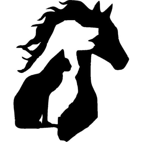 1 Pcs ANIMAL LOVER Horse Dog Cat Car Sticker KK Vinyl Decal Funny Cartoon Personalized Car Decoration 13*15CM