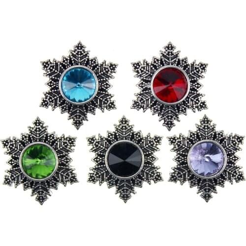 10 Pcs/lot Unisex Charm 18mm Christmas Snowflake Gift Snap Button Jewelry For Bracelet Watches Women One Direction