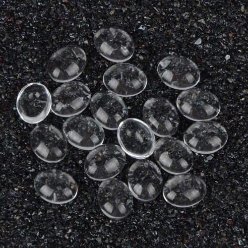 100pcs/lot 8x10mm Oval Flat Back Clear Domed Glass Cabochon Use For DIY Pendant Jewelry
