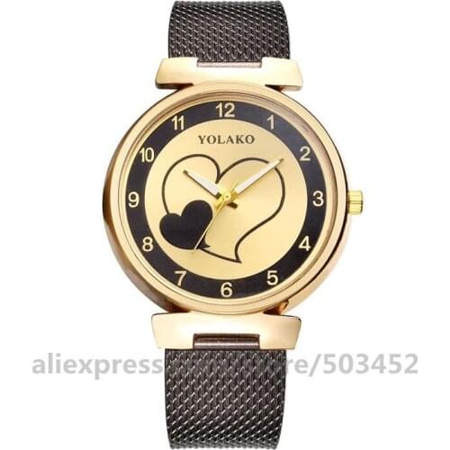 100pcs/Lot YOLAKO Watch For Women Simple PVC Belt Love Hearts Ladies WristWatch Student Montre Femme Wholesale Zegarek Damski